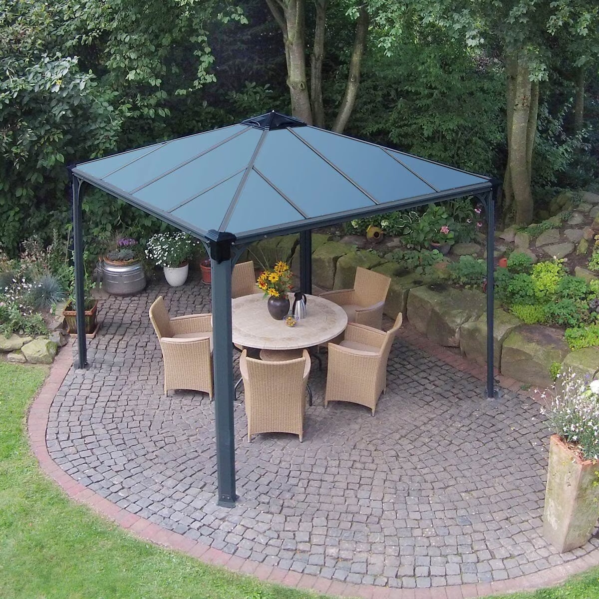 Palram Canopia Palermo 9Ft 8" X 9Ft 8" (3 X 3M) Aluminium and Polycarbonate Gazebo