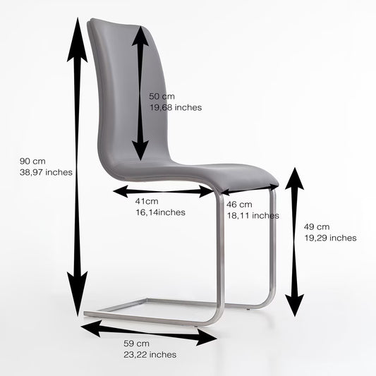 Peressini Rio Grey Faux Leather Dining Chair, 2 Pack