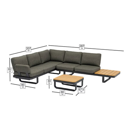 Bramblecrest Montpellier Modular Corner Sofa Patio Set with Teak Side & Coffee Tables