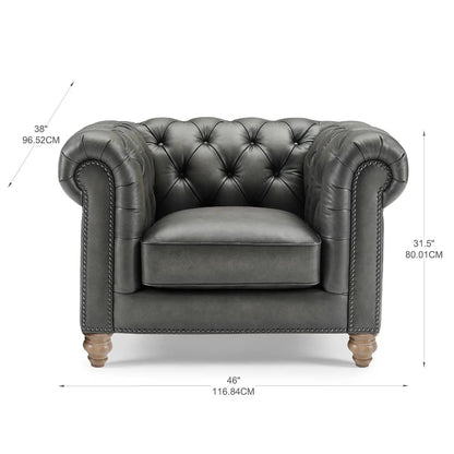 Allington Grey Leather Chesterfield Armchair