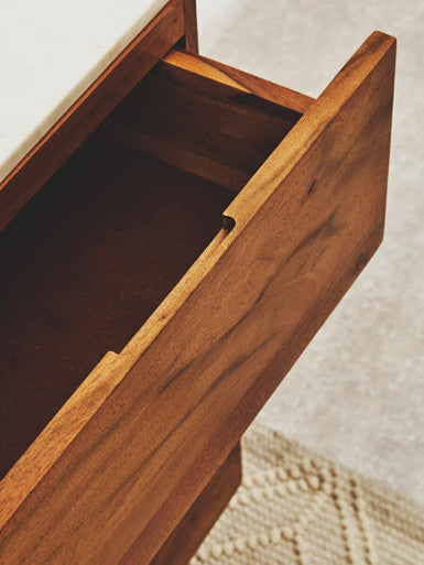 Myan 3 Drawer White Marble Sideboard