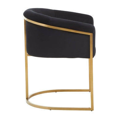 Vogue Black Velvet And Matte Gold Dining Chair