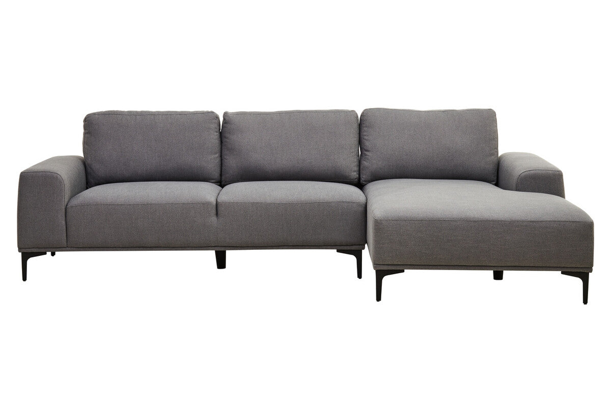 Toulon 3 Seat Grey Fabric Right Chaise Sofa