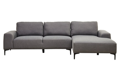 Toulon 3 Seat Grey Fabric Right Chaise Sofa