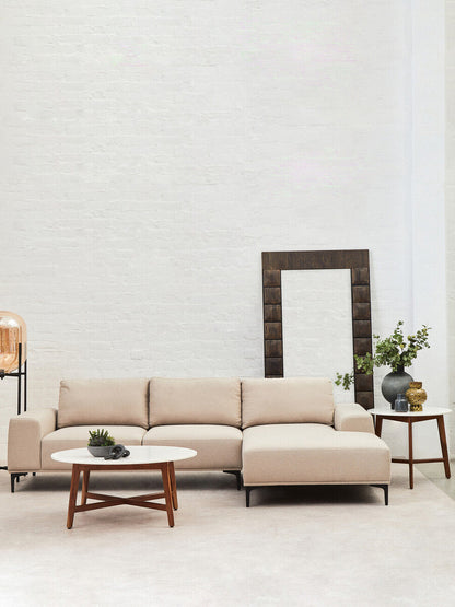 Toulon 3 Seat Grey Fabric Right Chaise Sofa