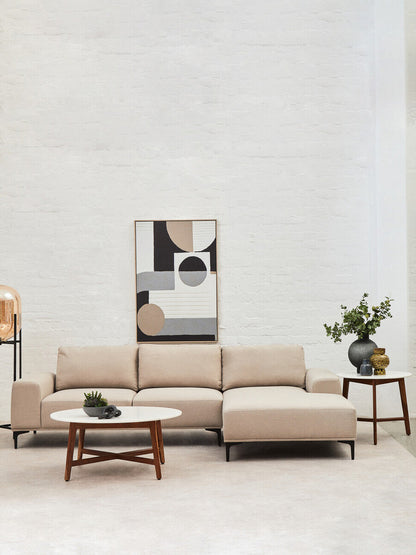 Toulon 3 Seat Grey Fabric Right Chaise Sofa