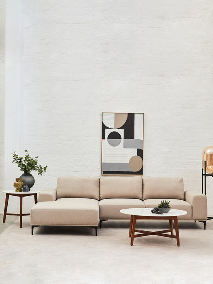 Toulon 3 Seat Grey Fabric Right Chaise Sofa