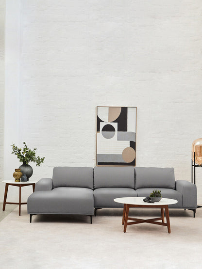 Toulon 3 Seat Grey Fabric Right Chaise Sofa