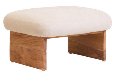 Parova Linen Texture Footstool With Wood Base