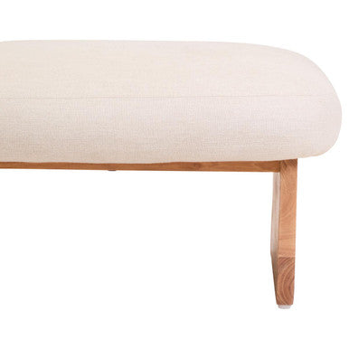 Parova Linen Texture Footstool With Wood Base