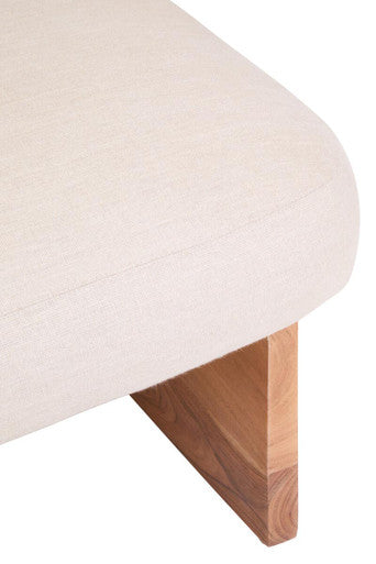 Parova Linen Texture Footstool With Wood Base