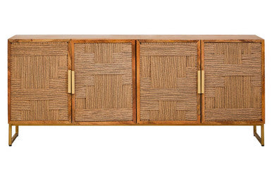 Teora Mango Wood Paper Rope Detail Four Door Sideboard