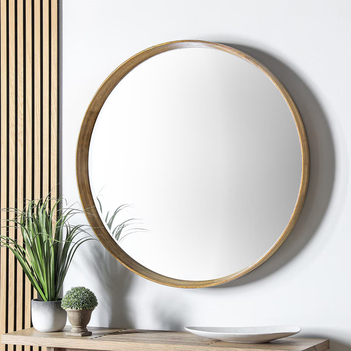 Gallery Keaton Oak round Mirror, 100Cm