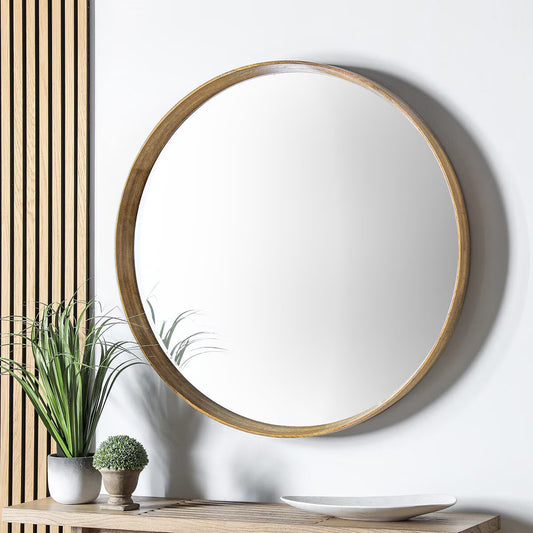 Gallery Keaton Oak round Mirror, 100Cm