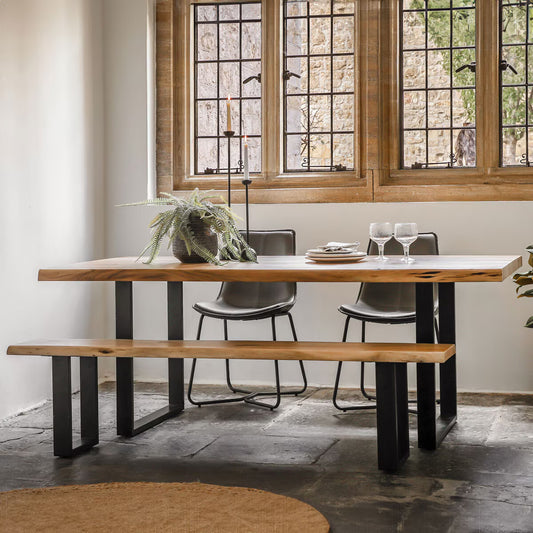 Chisbury Acacia Live Edge Dining Table - Stylish Seating for 4-6 Guests
