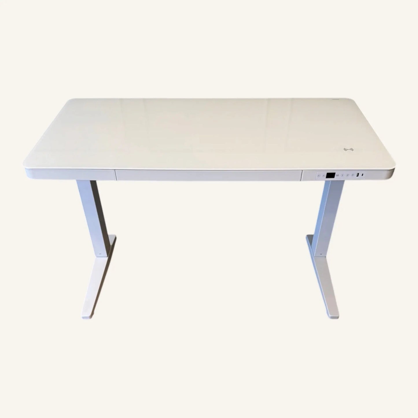 E-Max Electric Height Adjustable Desk White (Glass Top) – Purus Life