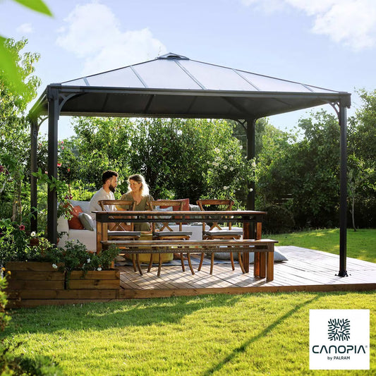 Palram Canopia Palermo 11Ft 9" X 11Ft 9" (3.6 X 3.6M) Aluminium and Polycarbonate Gazebo