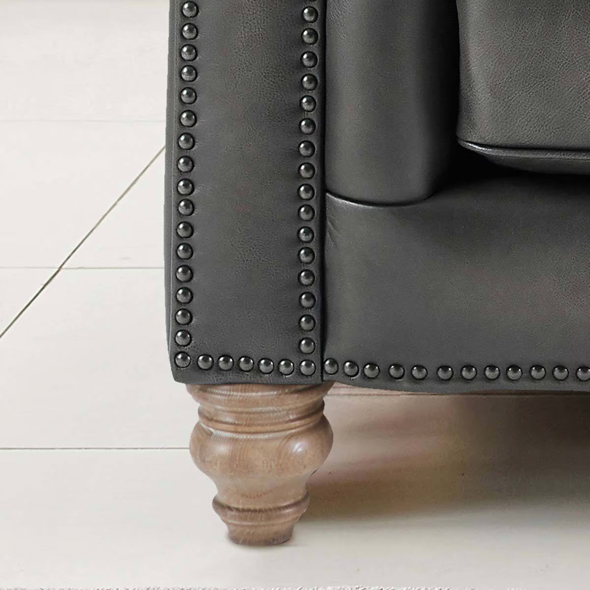 Allington Grey Leather Chesterfield Armchair