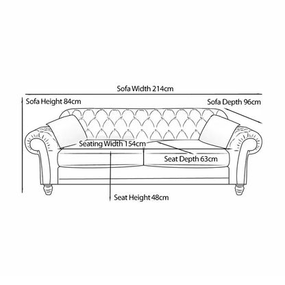 Bordeaux Button Back Grey Velvet 3 Seater Sofa