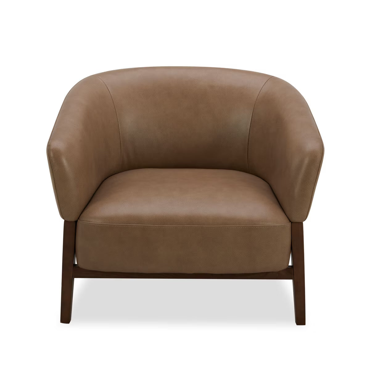 Aiden & Ivy Brown Leather Barrel Armchair