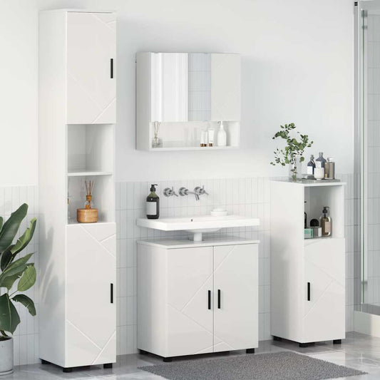Bathroom Furniture Set 4 pcs High gloss white 61 x 35 x 64 cm