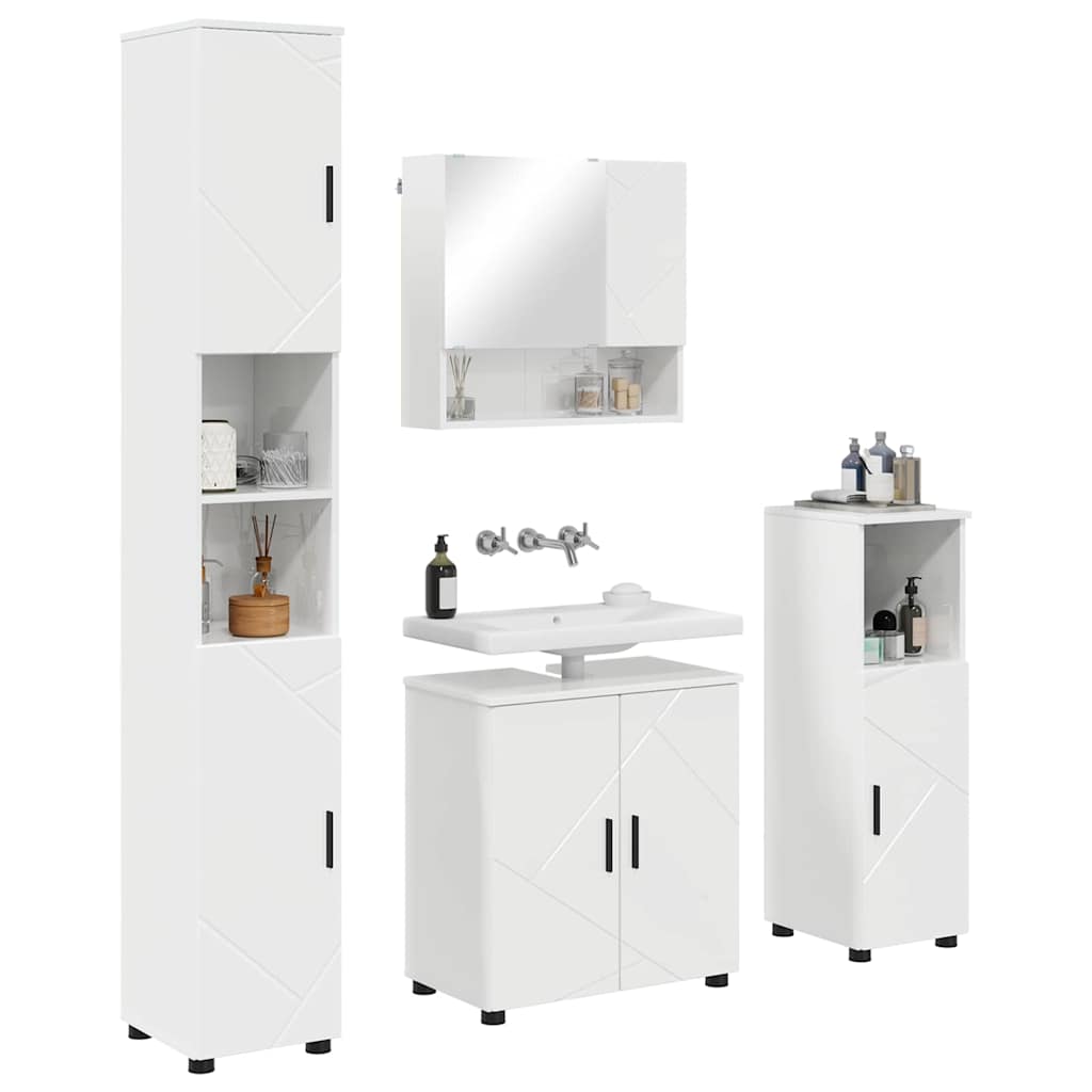 Bathroom Furniture Set 4 pcs High gloss white 61 x 35 x 64 cm