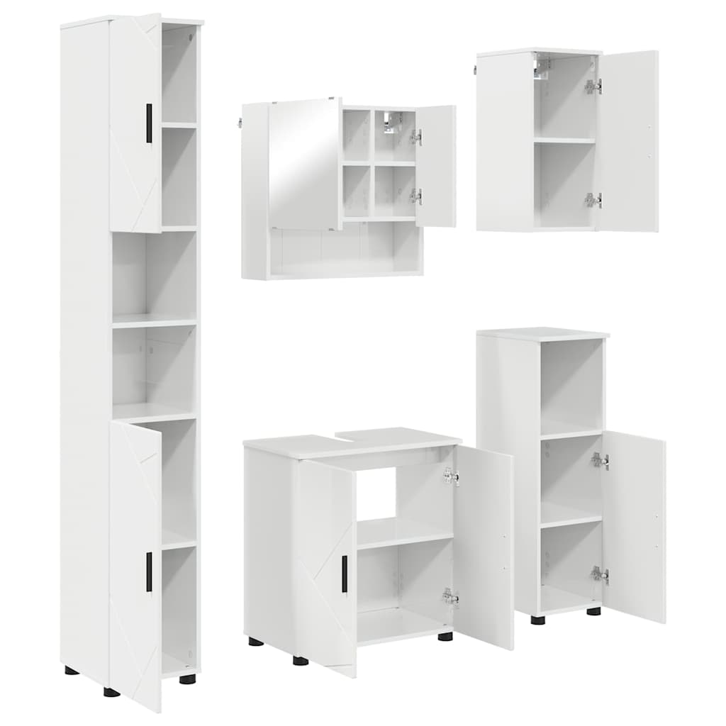 Bathroom Furniture Set 5 pcs High gloss white 61 x 35 x 64 cm