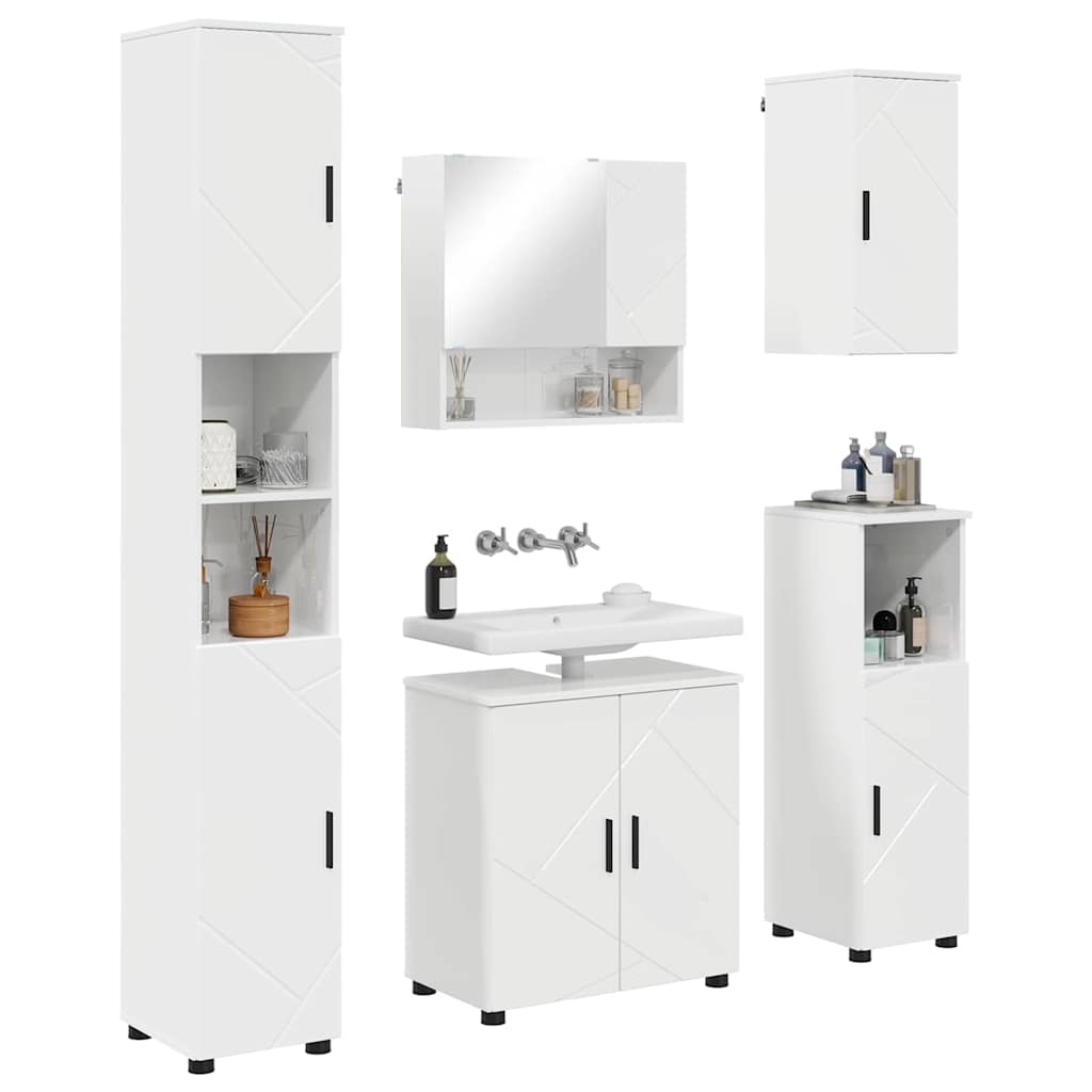 Bathroom Furniture Set 5 pcs High gloss white 61 x 35 x 64 cm