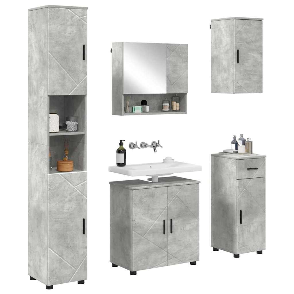 Bathroom Furniture Set 5 pcs Concrete grey 61 x 35 x 64 cm