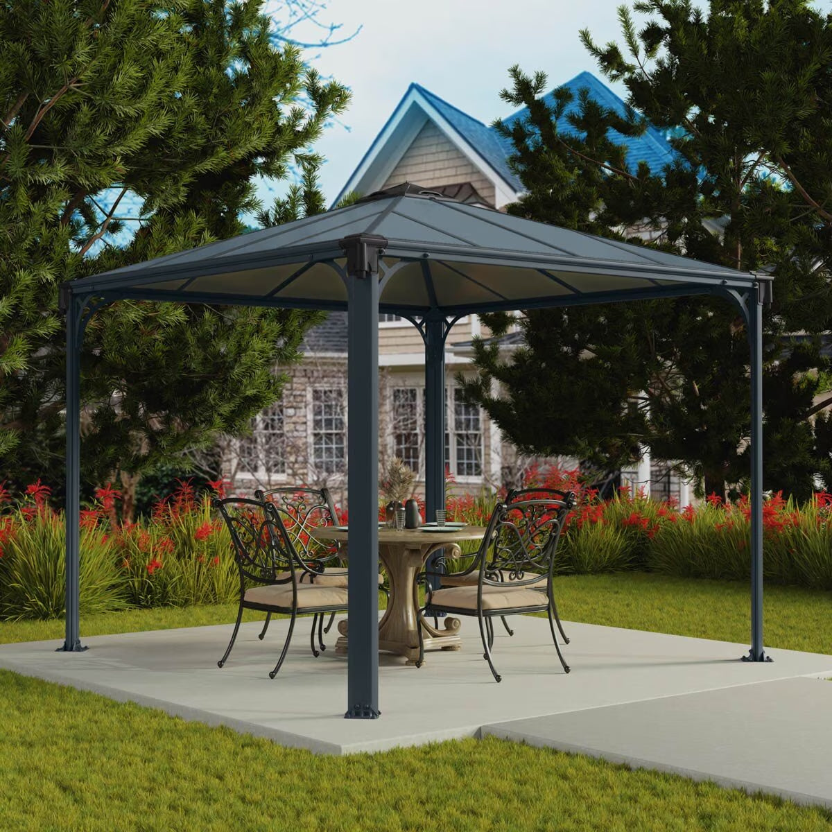 Palram Canopia Palermo 9Ft 8" X 9Ft 8" (3 X 3M) Aluminium and Polycarbonate Gazebo