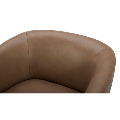 Aiden & Ivy Brown Leather Barrel Armchair