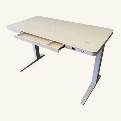 E-Max Electric Height Adjustable Desk White (Glass Top) – Purus Life