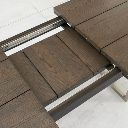 Tivoli Dark Oak Extending Dining Table + 6 Black Cantilever Chairs, Seats 6-8