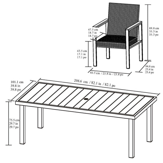 Modern Luxury Agio Maricopa 7 Piece Woven Dining Set with Padded Seats + Cover