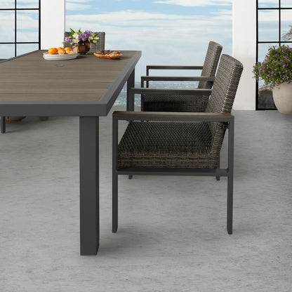 Modern Luxury Agio Maricopa 7 Piece Woven Dining Set with Padded Seats + Cover