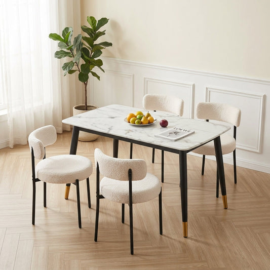 Alexander Marble Dining Table Black/White - White, 130   BlissVeranda