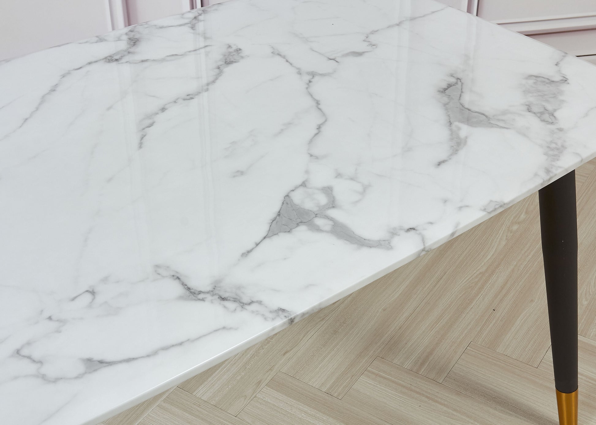 Alexander Marble Dining Table Black/White - White, 130   BlissVeranda