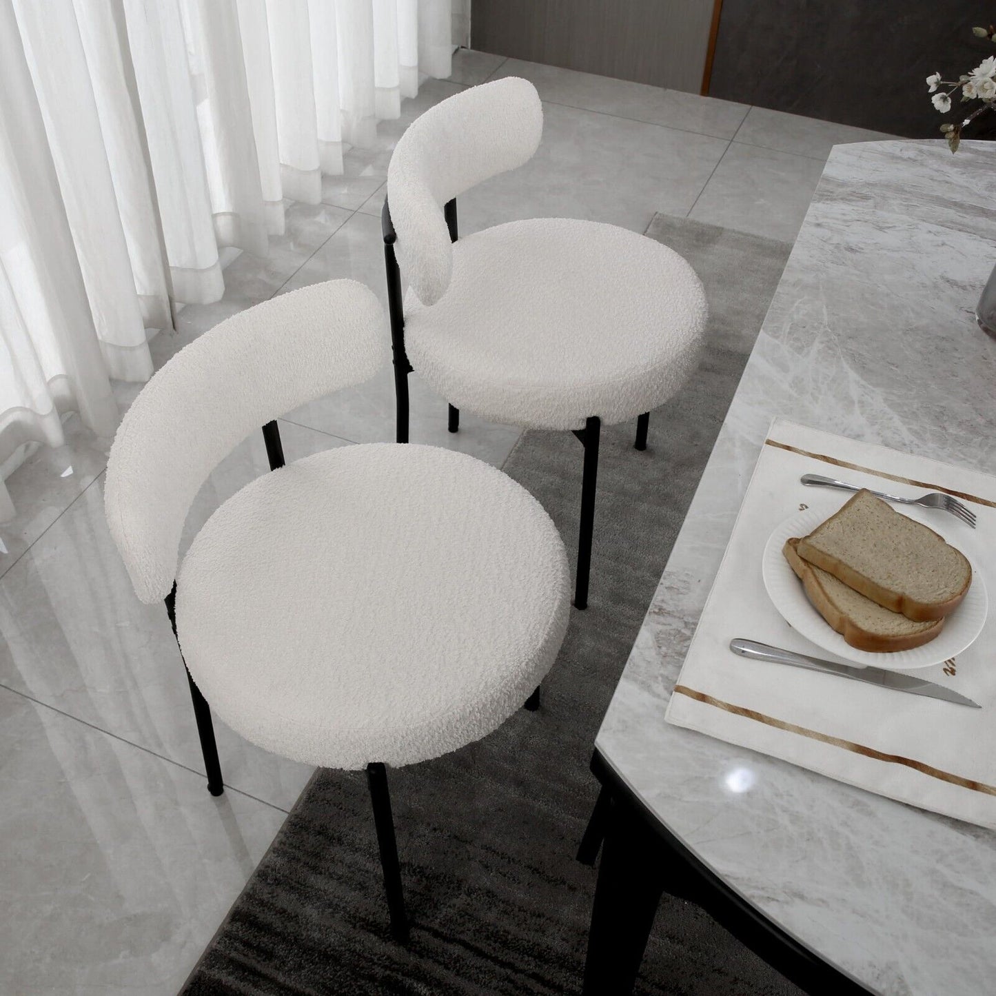 Alexander Marble Dining Table Black/White - White, 130   BlissVeranda