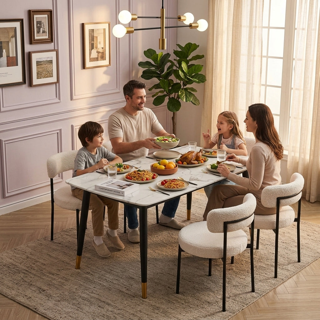 Alexander Marble Dining Table Black/White - White, 130   BlissVeranda