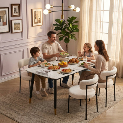 Alexander Marble Dining Table Black/White - White, 130   BlissVeranda