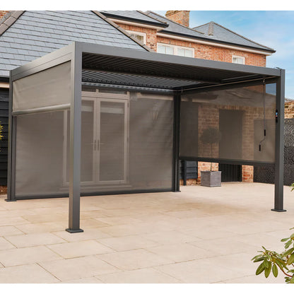 Alvivo 9Ft 7" X 12Ft 10" (2.9 X 3.9M) Louvered Aluminium Pergola Bundle with Pull-Down Screens & LED Lights