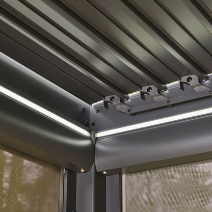 Alvivo 9Ft 7" X 12Ft 10" (2.9 X 3.9M) Louvered Aluminium Pergola Bundle with Pull-Down Screens & LED Lights