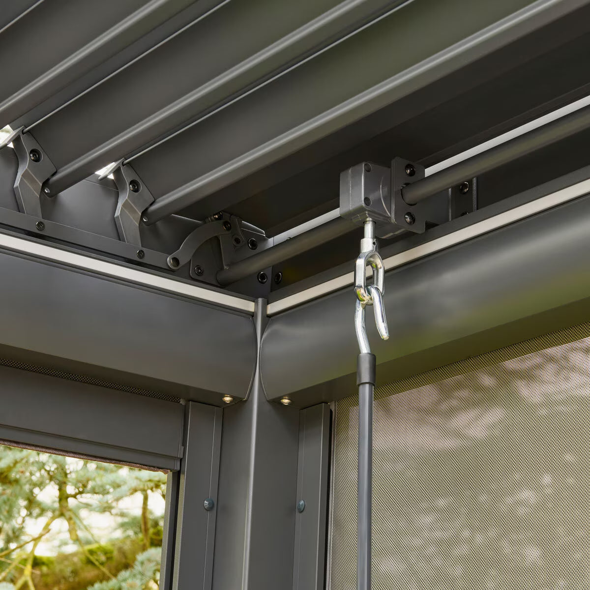 Alvivo 9Ft 7" X 12Ft 10" (2.9 X 3.9M) Louvered Aluminium Pergola Bundle with Pull-Down Screens & LED Lights