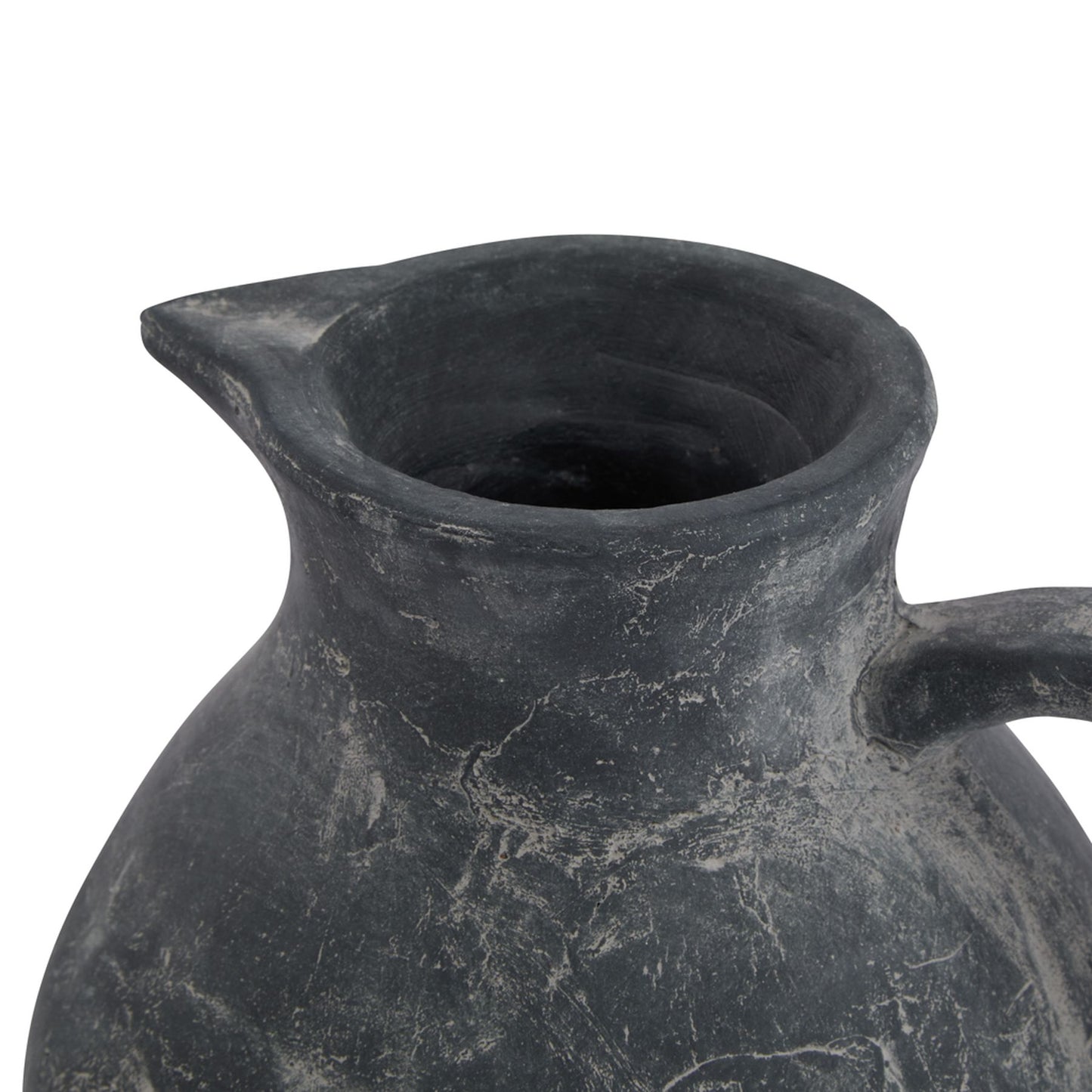 Black ceramic pitcher on a white background