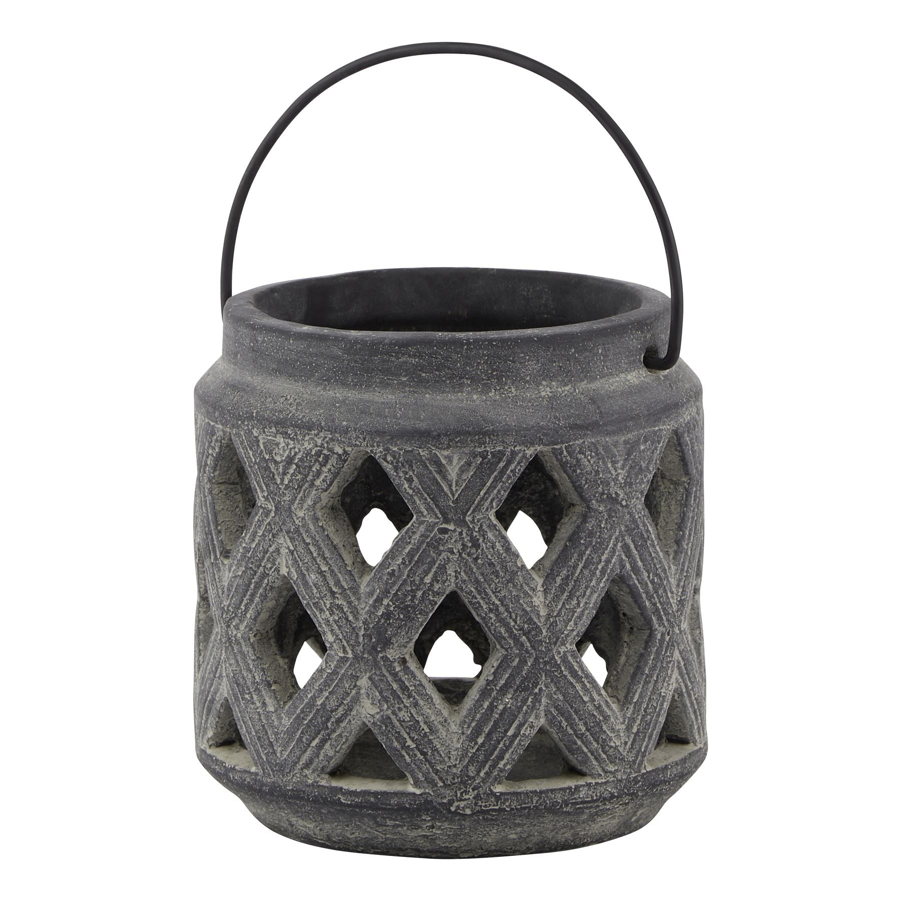 Decorative lantern with geometric pattern and handle on a white background
