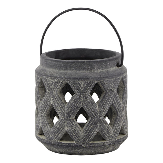 Decorative lantern with geometric pattern and handle on a white background