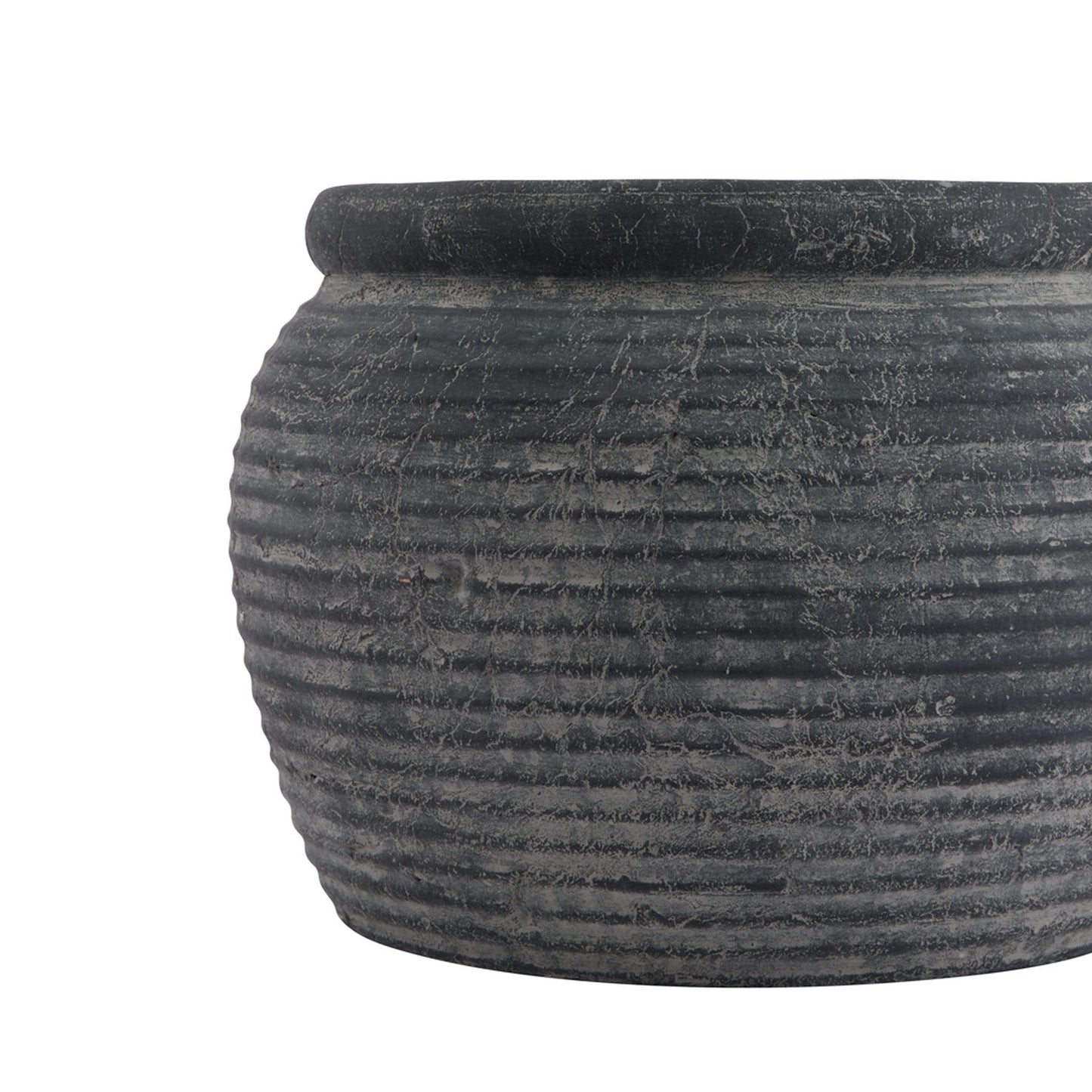 Textured black pot on a white background