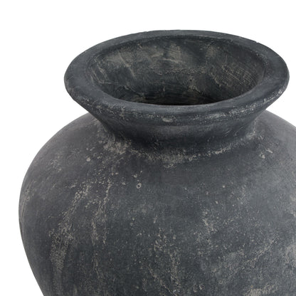 Black stone vase on a white background