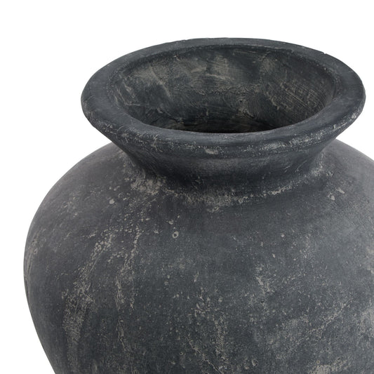 Black stone vase on a white background