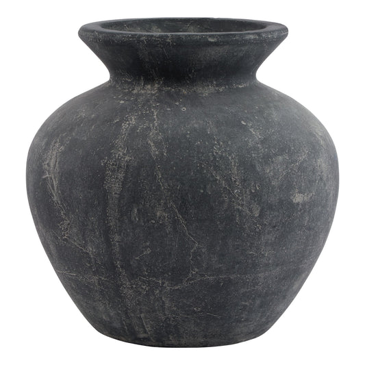 Black stone vase on a white background